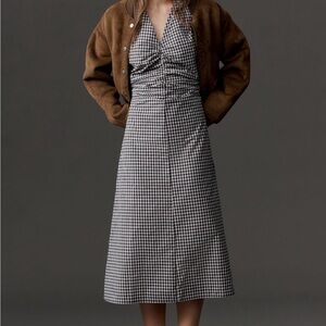 Anthropologie Lisa Says Gah Felicity Dress - Midnight Navy Check, Size Medium